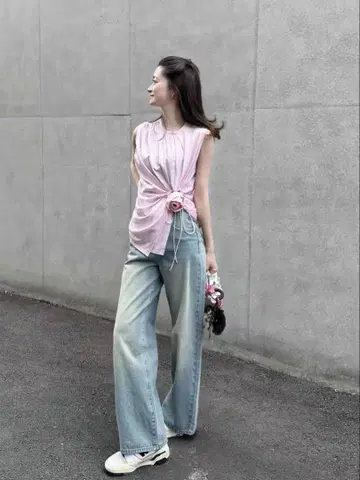 Bibiy. TULIP DRAPED TOP 핑크 미사용 새상품