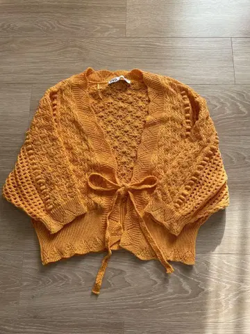 ZARA 오렌지 짜임 니트 볼레로 M 새상품급