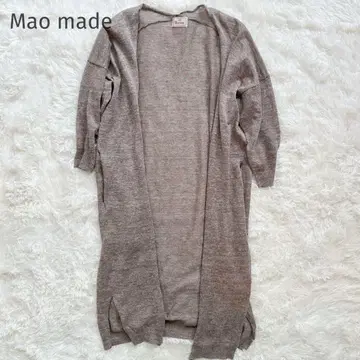 [ Mao made ] 린넨 100% 롱 가디건 브라운 무릎 기장