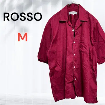 로쏘 ROSSO 반팔 셔츠 M 버건디 심플 캐주얼