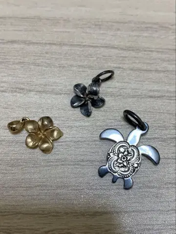 하와이안 주얼리 플루메리아 K14 + 실버 2개 세트 목걸이 탑