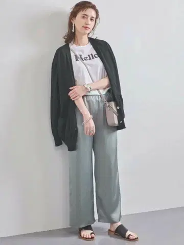 유나이티드 애로우즈 새틴 이지 팬츠 그린 계열
