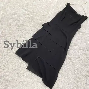 시빌라 슬리브리스 원피스 드레스 비대칭 티어드 블랙 M