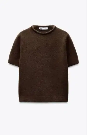 다크 브라운 니트 반팔 상의 ZARA