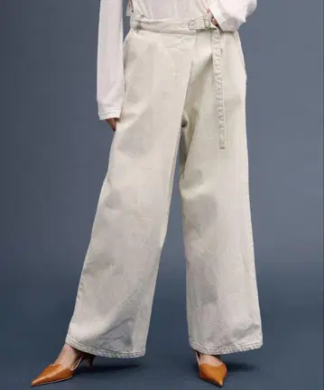 WRAP DENIM WIDE PANTS