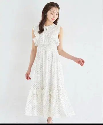 프릴 도트 셔링 원피스