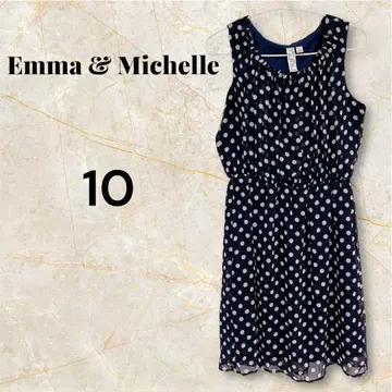 Emma & Michelle 네이비 도트 무늬 원피스 10호