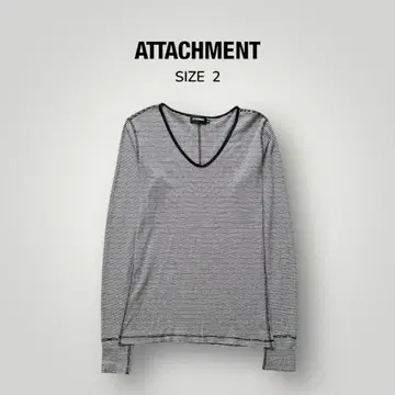 ATTACHMENT 스트라이프 V넥 긴팔 티셔츠 사이즈 2