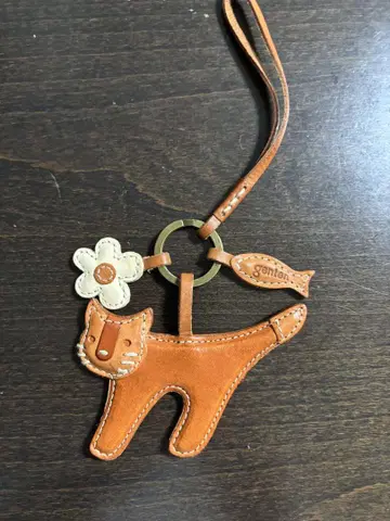 미사용 genten 고양이 가죽 키링