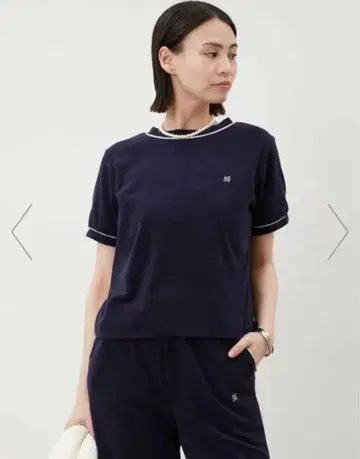 [MilaOwen] 파일 크루넥 티셔츠 NVY
