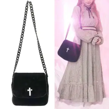 이토미 페이크 퍼 숄더 BAG (블랙)
