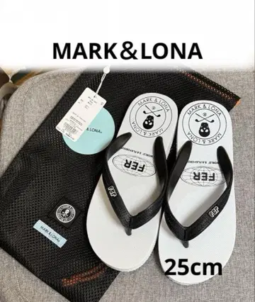 MARK&LONA 비치 샌들 25cm 화이트/블랙 메쉬 파우치 포함