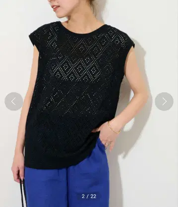 저널 스탠다드 리룸 레이시 슬리브리스 T셔츠 블랙