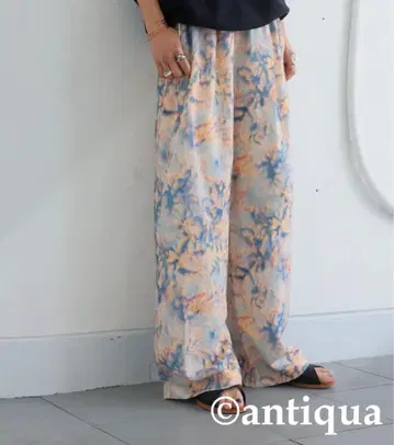 완판템 antiqua 수채화 패턴 릴랙스 스트레이트 팬츠 오렌지 L