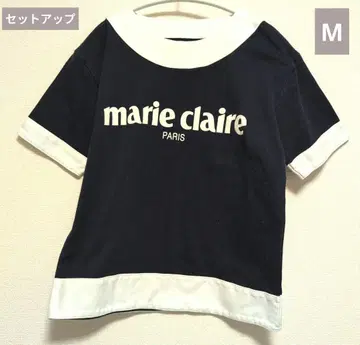 marie claire 셋업 M 네이비 x 화이트 일본제 면 100%
