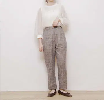 [ 완판템 ] flower 체크 테이퍼드 팬츠