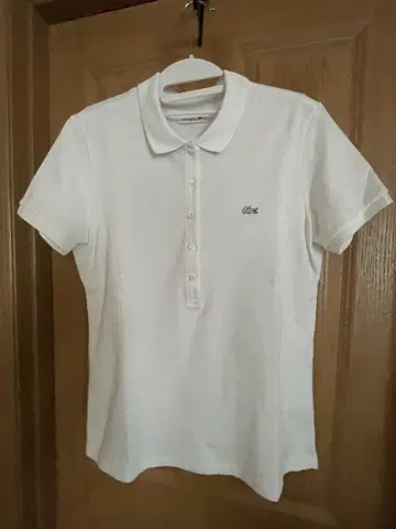 LACOSTE 슬림핏 피케 셔츠 40 화이트