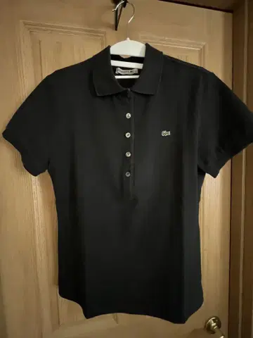 LACOSTE 블랙 반팔 피케 셔츠 48