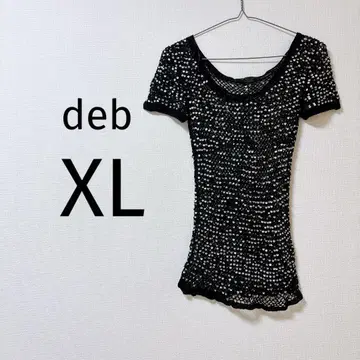 8 deb 비즈 장식 블랙 상의 XL 스팽글 구제 의류 뜨개질