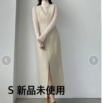 새상품 Louere 프론트 더블 지퍼 I라인 오버롤 스커트 S 루에레