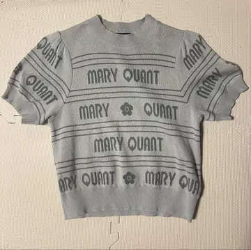 MARY QUANT 그레이 반팔 니트 스웨터