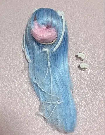 MDD 가발 딜러 제작 스카이블루 하프 트윈 뱅 앞머리 천사 헤어 클립