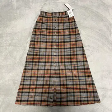 미사용 새상품 [ PENDLETON ] 센터 버튼 울 체크 롱 스커트