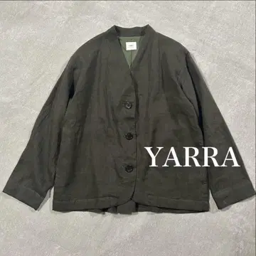 YARRA 린넨 100% 노카라 자켓 카키 FREE