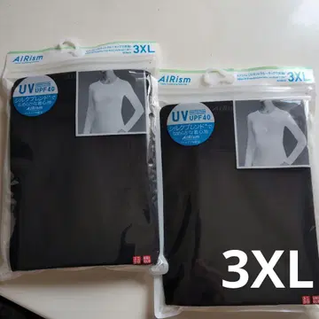 유니클로 AIRism UV 컷 크루넥 T 긴팔 3XL 블랙 2매