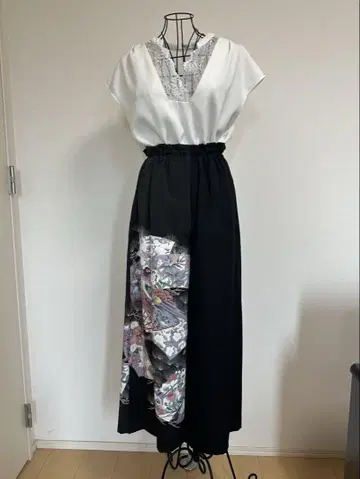 검정색 전통 예복 기모노 리메이크 와이드 팬츠