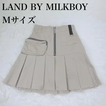 LAND by MILKBOY 플리츠 스커트 베이지 M 일본제 데미지