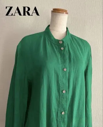 미사용 새상품 [ ZARA/자라 ] 롱 컬러 린넨 셔츠 M 사이즈