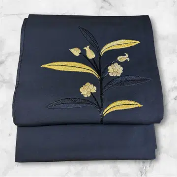 새상품급 교() 후쿠로 오비 블랙 베이스 비즈 자수 꽃 문양 순수 실크