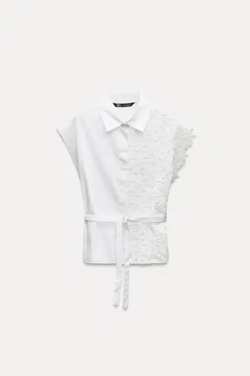 ZARA 대비 레이스 디테일 셔츠