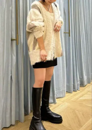 LOWRYS FARM 샤기 ZIP 가디건 롱 슬리브 아이보리 08