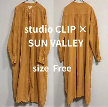 studio CLIP x SUN VALLEY 롱 셔츠 머스타드 F 면