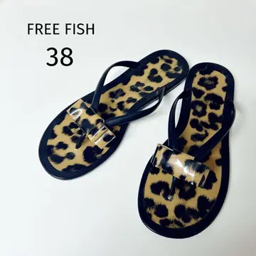 프리 피쉬 비치 샌들 플립플랍 레인 신발 레오파드 무늬