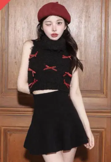 다리치 Darich 리본 디자인 니트 탑