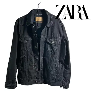 ZARA 블랙 데님 자켓 데미지 가공