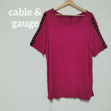 cable & gauge [ 1X ] 마젠타 튜닉 반팔 장식