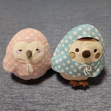 스미코구라시 참새와 올빼미 봉제 인형 물방울 패턴