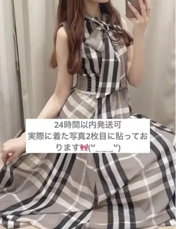 An MILLE (evelyn) 빅 리본 체크 원피스