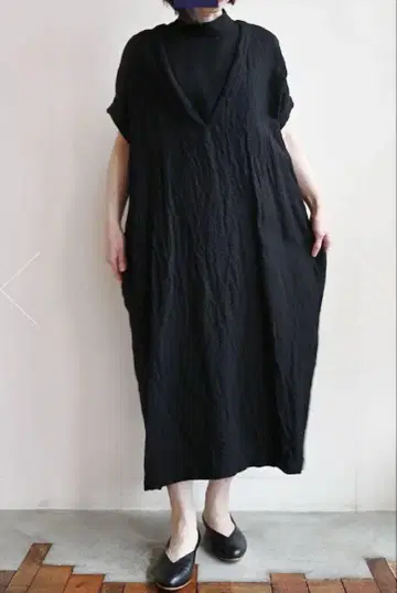고쉬 2024년 자카드 V넥 원피스 블랙 새상품급