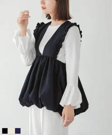 fitmore 핏모어 벌룬 프릴 베스트 네이비