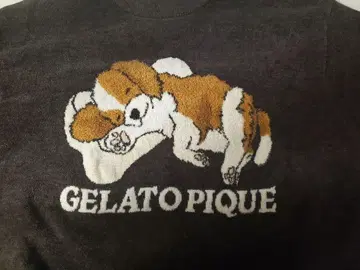 GELATO PIQUE 강아지 자수 그레이 티셔츠