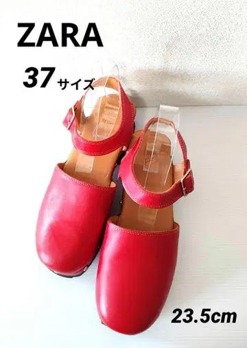 ZARA 가죽 빨간색 백 스트랩 클로그 샌들 사보