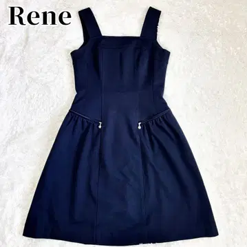 Rene 플레어 플라워 모티브 슬리브리스 블랙 원피스