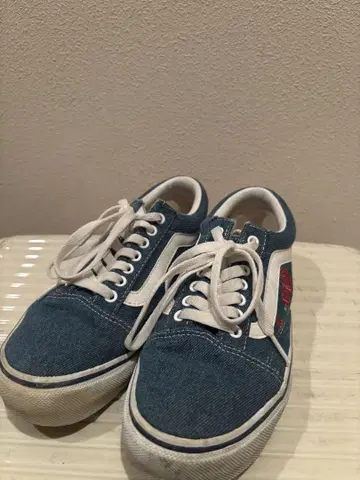 Vans 데님 올드스쿨 스니커즈 장미 자수 24cm