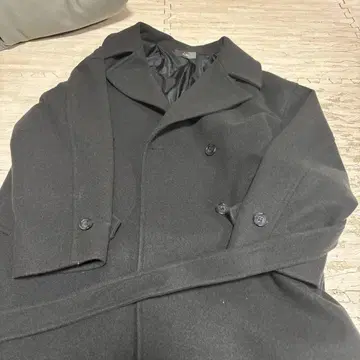 CLEL 블랙 더블 브레스트 코트