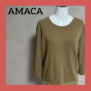 AMACA 아마카 니트 프린지 38 카멜 7부 소매